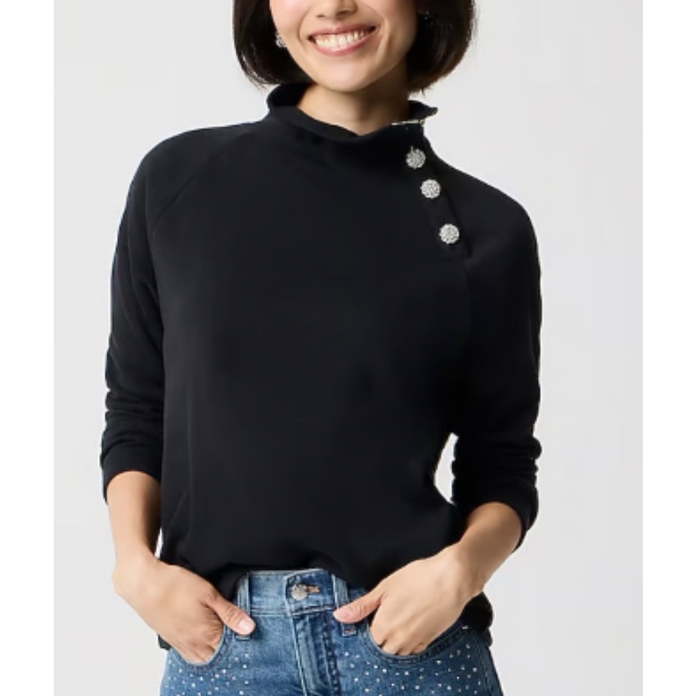JCrew tartan button-Neck pullover Women's Top